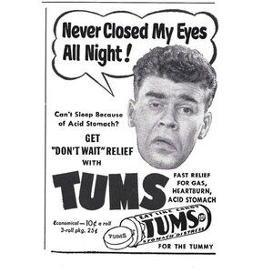 Tums Stomach Distress Gas Release 1950s Vintage Print Ad 9 inch Tall